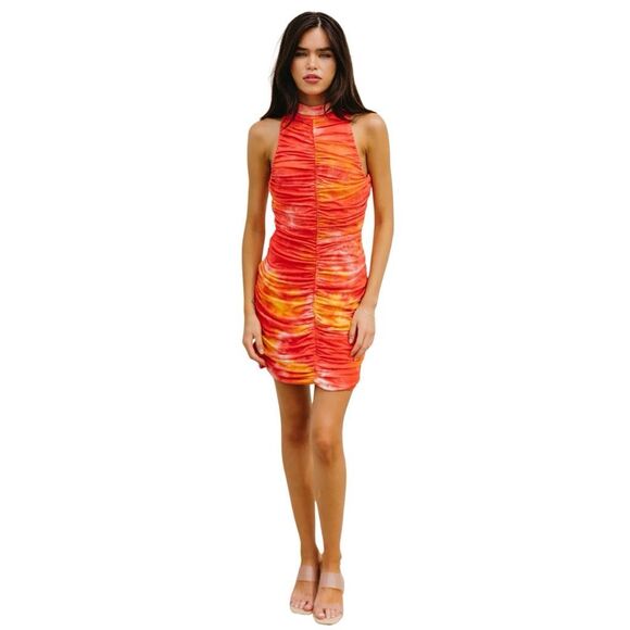 Torn by Ronny Kobo Dresses & Skirts - NWT Torn by Ronny Kobo Orange Sunset Kit Ruched Mini Dress